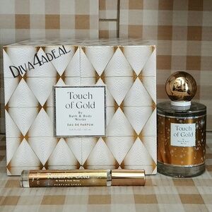 New! Bath & Body Works TOUCH OF GOLD 3.4 FL OZ EDP Spray & Mini EDP Spray Bundle